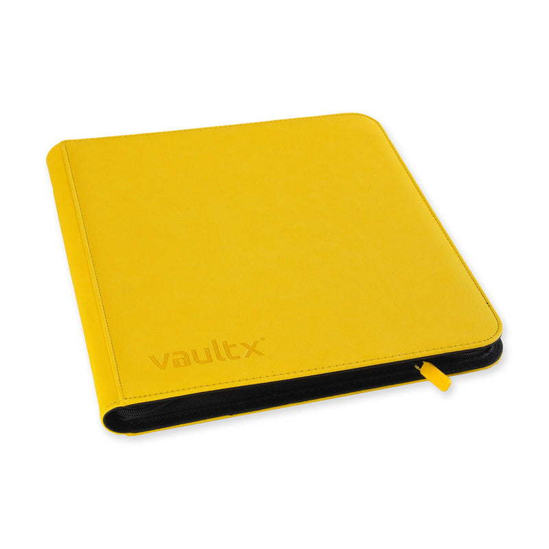 Vault X Premium Exo-Tec Zip Binder 12 Pocket, 20 Double-Sided Pages for 480 Side-Loading Slots for Board, Collectible or Trading Card Game Protective Folder Album (Yellow