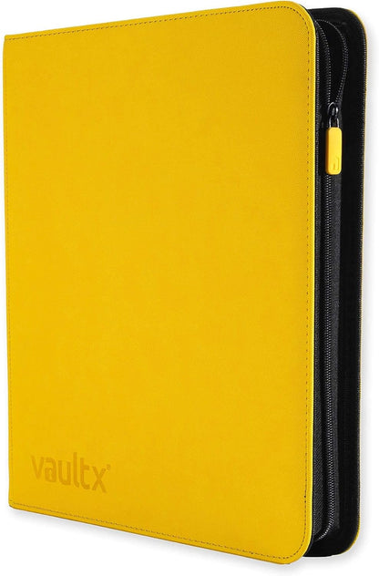 Vault X Premium Exo-Tec Zip Binder 12 Pocket, 20 Double-Sided Pages for 480 Side-Loading Slots for Board, Collectible or Trading Card Game Protective Folder Album (Yellow