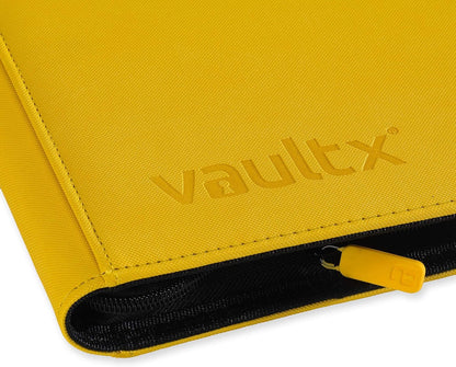Vault X Premium Exo-Tec Zip Binder 12 Pocket, 20 Double-Sided Pages for 480 Side-Loading Slots for Board, Collectible or Trading Card Game Protective Folder Album (Yellow