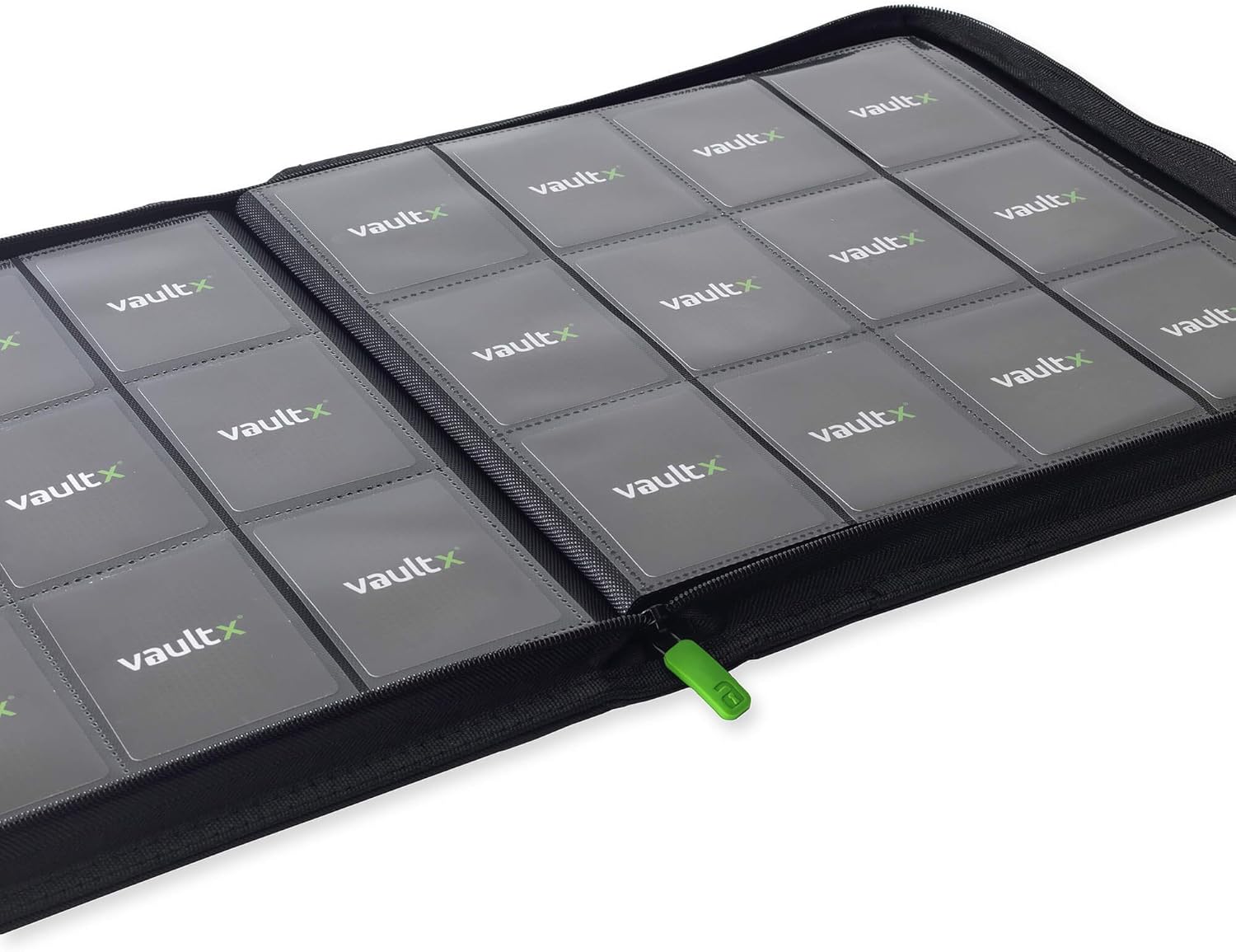 Vault X Premium Exo-Tec XL Zip Binder - 12 Pocket XL Trading Card Album Folder - 624 Side Loading Pocket Binder for TCG (Black)