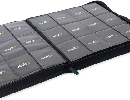 Vault X Premium Exo-Tec XL Zip Binder - 12 Pocket XL Trading Card Album Folder - 624 Side Loading Pocket Binder for TCG (Green)