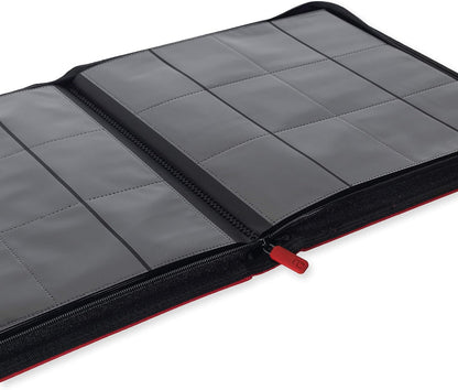 Vault X Premium Exo-Tec XL Zip Binder - 12 Pocket XL Trading Card Album Folder - 624 Side Loading Pocket Binder for TCG (Red)