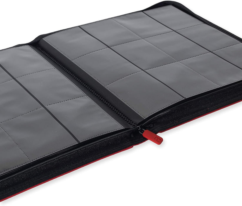 Vault X Premium Exo-Tec XL Zip Binder - 12 Pocket XL Trading Card Album Folder - 624 Side Loading Pocket Binder for TCG (Red)