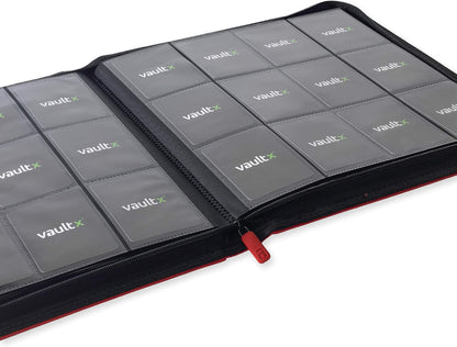 Vault X Premium Exo-Tec XL Zip Binder - 12 Pocket XL Trading Card Album Folder - 624 Side Loading Pocket Binder for TCG (Red)