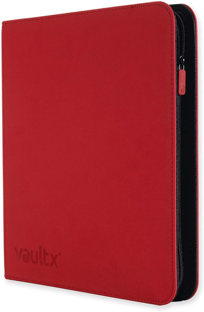 Vault X Premium Exo-Tec XL Zip Binder - 12 Pocket XL Trading Card Album Folder - 624 Side Loading Pocket Binder for TCG (Red)