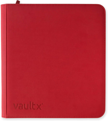 Vault X Premium Exo-Tec XL Zip Binder - 12 Pocket XL Trading Card Album Folder - 624 Side Loading Pocket Binder for TCG (Red)