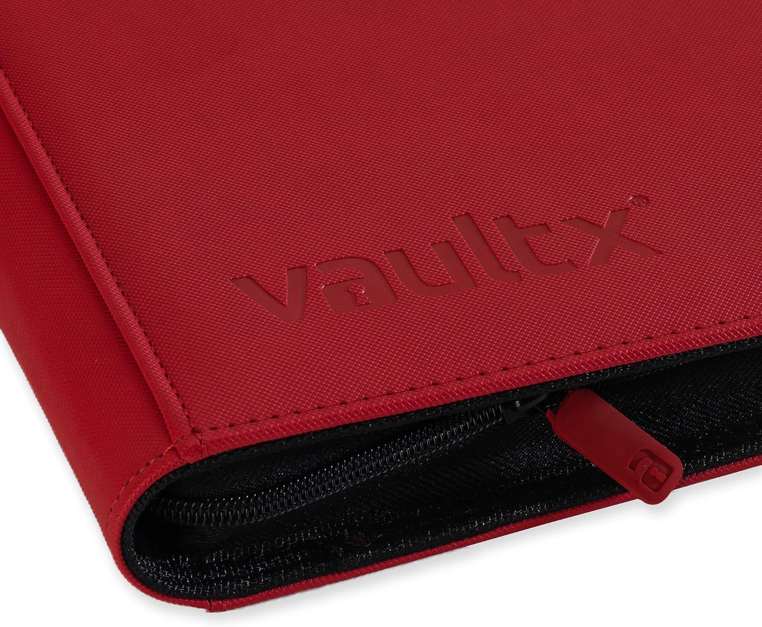 Vault X Premium Exo-Tec XL Zip Binder - 12 Pocket XL Trading Card Album Folder - 624 Side Loading Pocket Binder for TCG (Red)