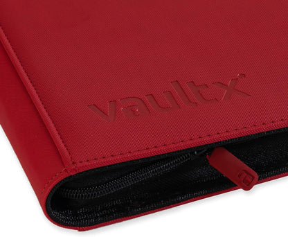 Vault X Premium Exo-Tec XL Zip Binder - 12 Pocket XL Trading Card Album Folder - 624 Side Loading Pocket Binder for TCG (Red)
