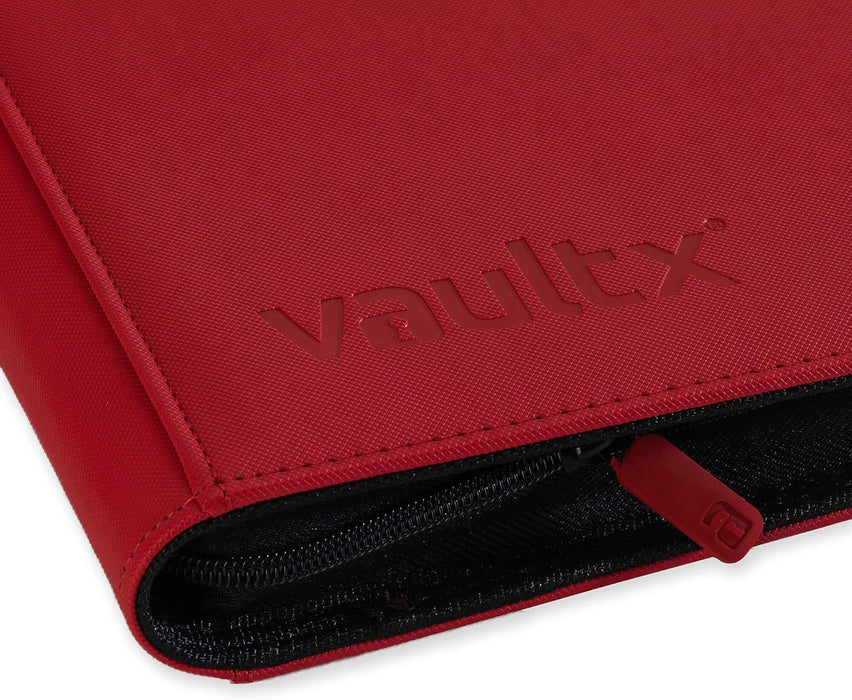 Vault X Premium Exo-Tec XL Zip Binder - 12 Pocket XL Trading Card Album Folder - 624 Side Loading Pocket Binder for TCG (Red)