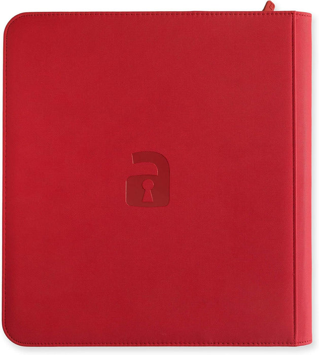 Vault X Premium Exo-Tec XL Zip Binder - 12 Pocket XL Trading Card Album Folder - 624 Side Loading Pocket Binder for TCG (Red)