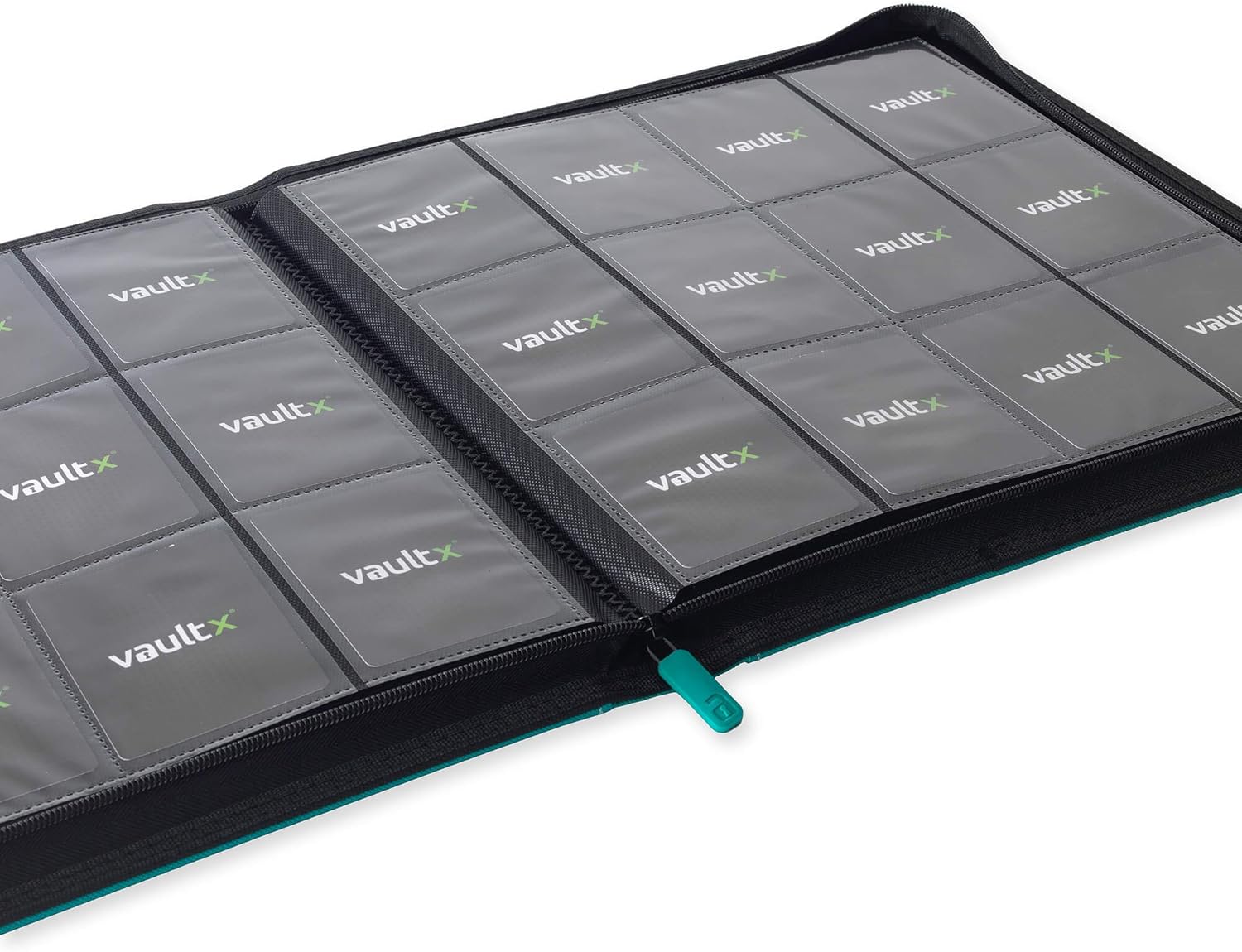 Vault X Premium Exo-Tec XL Zip Binder - 12 Pocket XL Trading Card Album Folder - 624 Side Loading Pocket Binder for TCG (Teal)