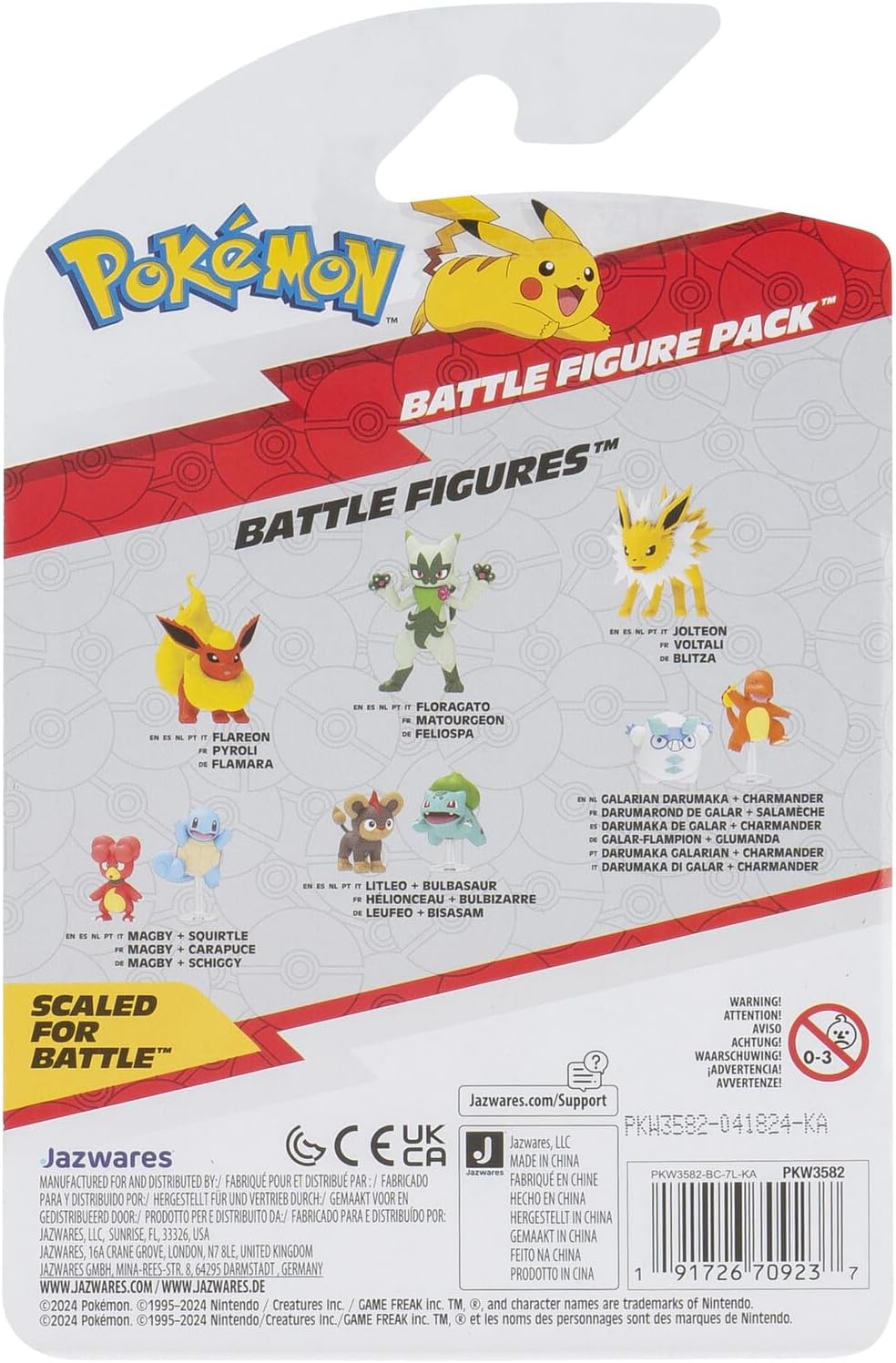 Pokémon PKW3582 - Battle Figure Pack - Galar-Flampion & Glumanda, offizielle detaillierte Figuren, je 5 cm