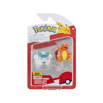 Pokémon PKW3582 - Battle Figure Pack - Galar-Flampion & Glumanda, offizielle detaillierte Figuren, je 5 cm