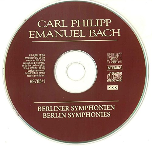 1-CD C.P.E. BACH - BERLINER SYMPHONIEN - HARTMUT HAENCHEN (SCHIJFJE IS UITSTEKEND, 1 NOTITIE AAN DE ACHTERZIJDE VAN DE BOOKLET IN POTLOOD)