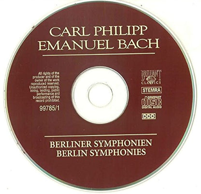 1-CD C.P.E. BACH - BERLINER SYMPHONIEN - HARTMUT HAENCHEN (SCHIJFJE IS UITSTEKEND, 1 NOTITIE AAN DE ACHTERZIJDE VAN DE BOOKLET IN POTLOOD)