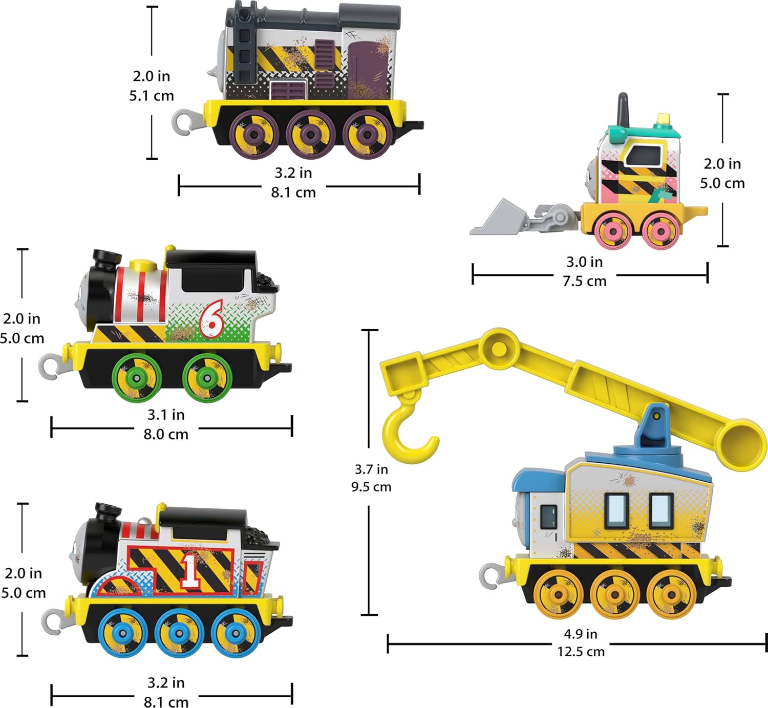 Thomas & Friends Diecast Vehicle Set Construction Crew 5 Push-Along Toy Train Engines for Preschool Kids Ages 3+ Years, JBW26
