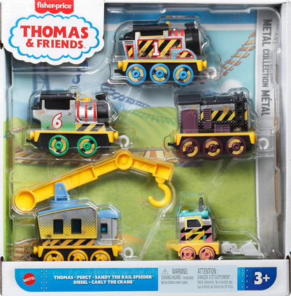 Thomas & Friends Diecast Vehicle Set Construction Crew 5 Push-Along Toy Train Engines for Preschool Kids Ages 3+ Years, JBW26