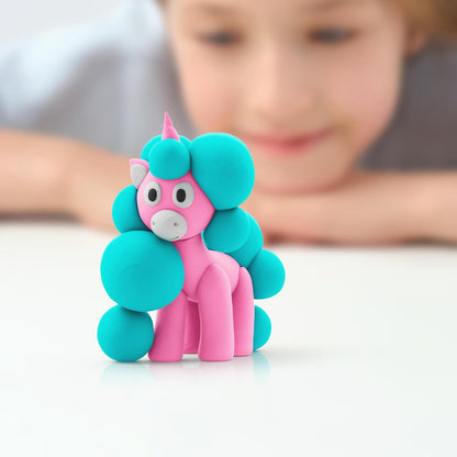 HEY CLAY Regenboog Eenhoorns - Luchtdrogende Klei Kit voor Kinderen - Creatieve Set Leeftijd 3+ (Brighty, Serie Regenboog Eenhoorns, 3 blikjes