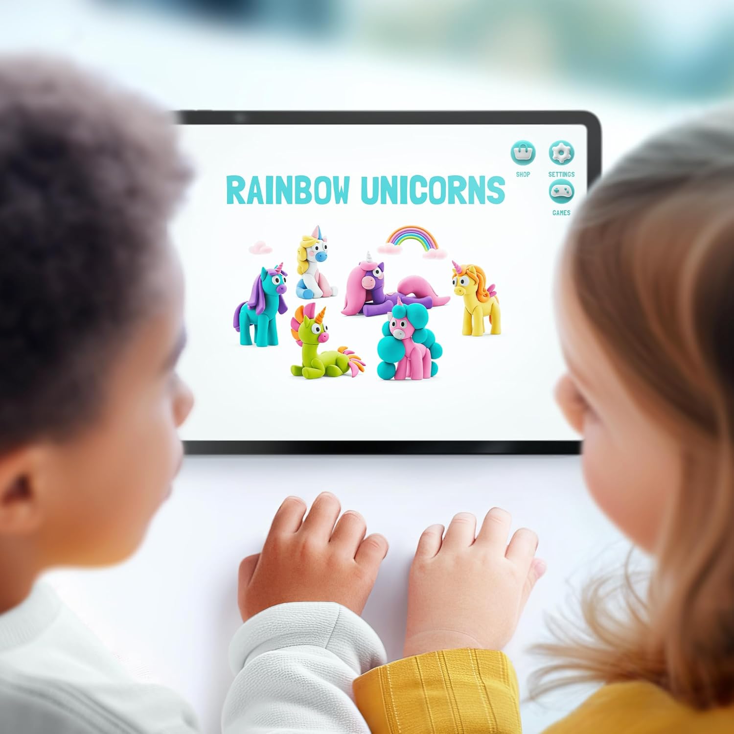 HEY CLAY Regenboog Eenhoorns - Luchtdroge Klei Kit voor Kinderen - Creatieve Set Leeftijd 3+ (Rainy, Serie Regenboog Eenhoorns, 3 blikjes