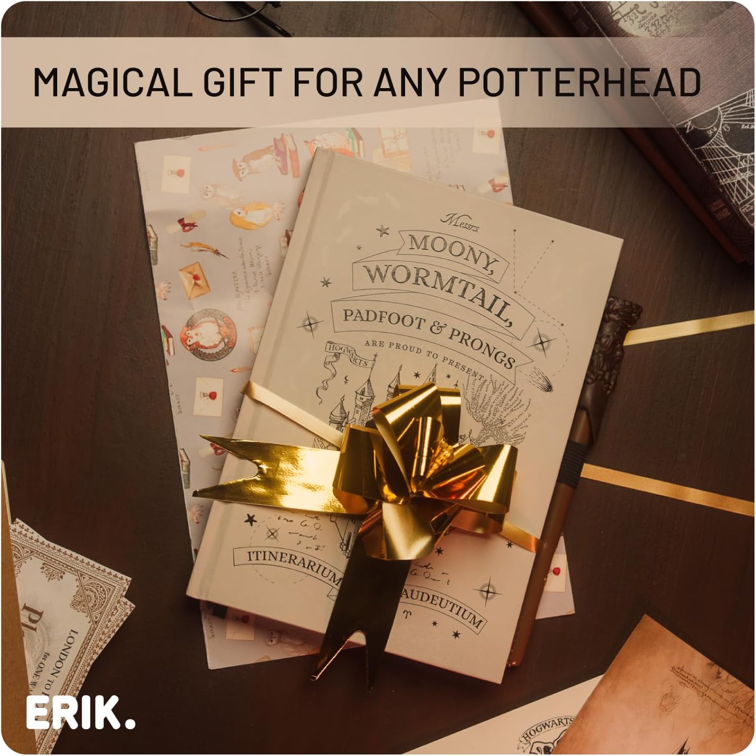Grupo Erik: Quaderno Harry Potter Mappa del Malandrino | Quaderno A5 con Penna Bacchetta e inchiostro invisible, Segnalibro, Tasca espandibile, 192 pagine 100 g/m², Harry Potter Gadget