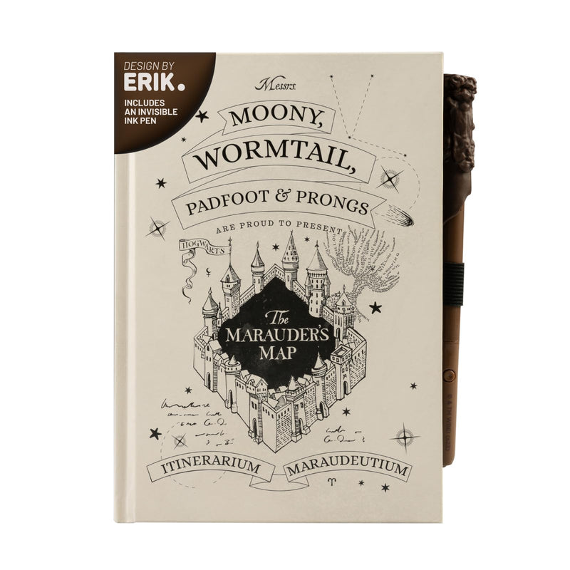 Grupo Erik: Quaderno Harry Potter Mappa del Malandrino | Quaderno A5 con Penna Bacchetta e inchiostro invisible, Segnalibro, Tasca espandibile, 192 pagine 100 g/m², Harry Potter Gadget