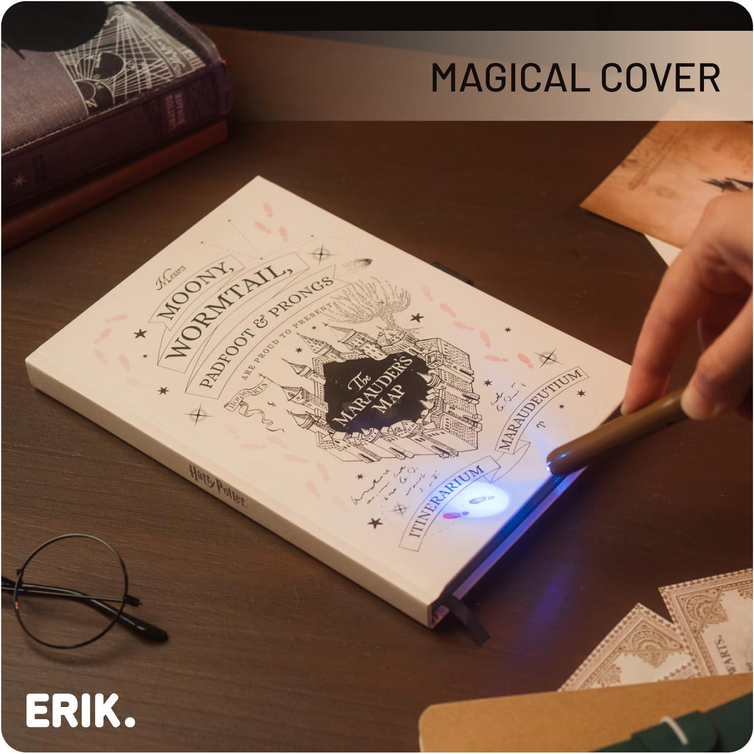 Grupo Erik: Quaderno Harry Potter Mappa del Malandrino | Quaderno A5 con Penna Bacchetta e inchiostro invisible, Segnalibro, Tasca espandibile, 192 pagine 100 g/m², Harry Potter Gadget