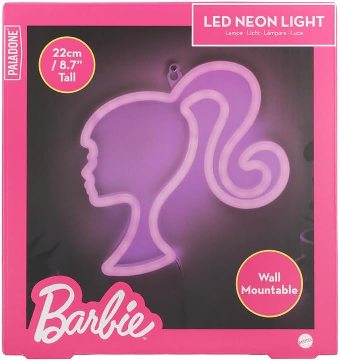 Barbie LED Neon Light - Officially Licensed Iconic Pink Doll Shaped Lamp, USB Powered, Girls Bedroom Accessories & Decor | Paladone