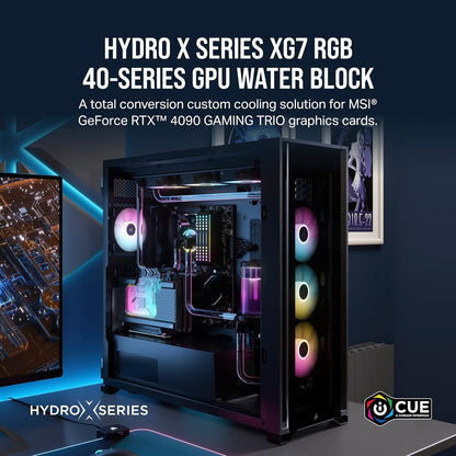 Corsair Hydro X Series XG7 RGB 4090 GAMING TRIO GPU Water Block - For MSI GeForce RTX™ 4090 GAMING TRIO Cards - Nickel-Plated Copper - Included Backplate & 5V ARGB Adapter Cable - Black TRIO RTX 4090