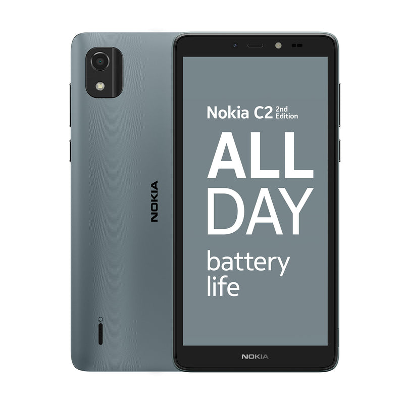 Nokia C2 2nd Edition 5.7” Smartphone with all-day battery life, 5MP & 2MP cameras, Android 11 (Go edition), MicroSD card slot supports up to 256GB, 2 years quarterly security updates, Dual SIM - Blue
