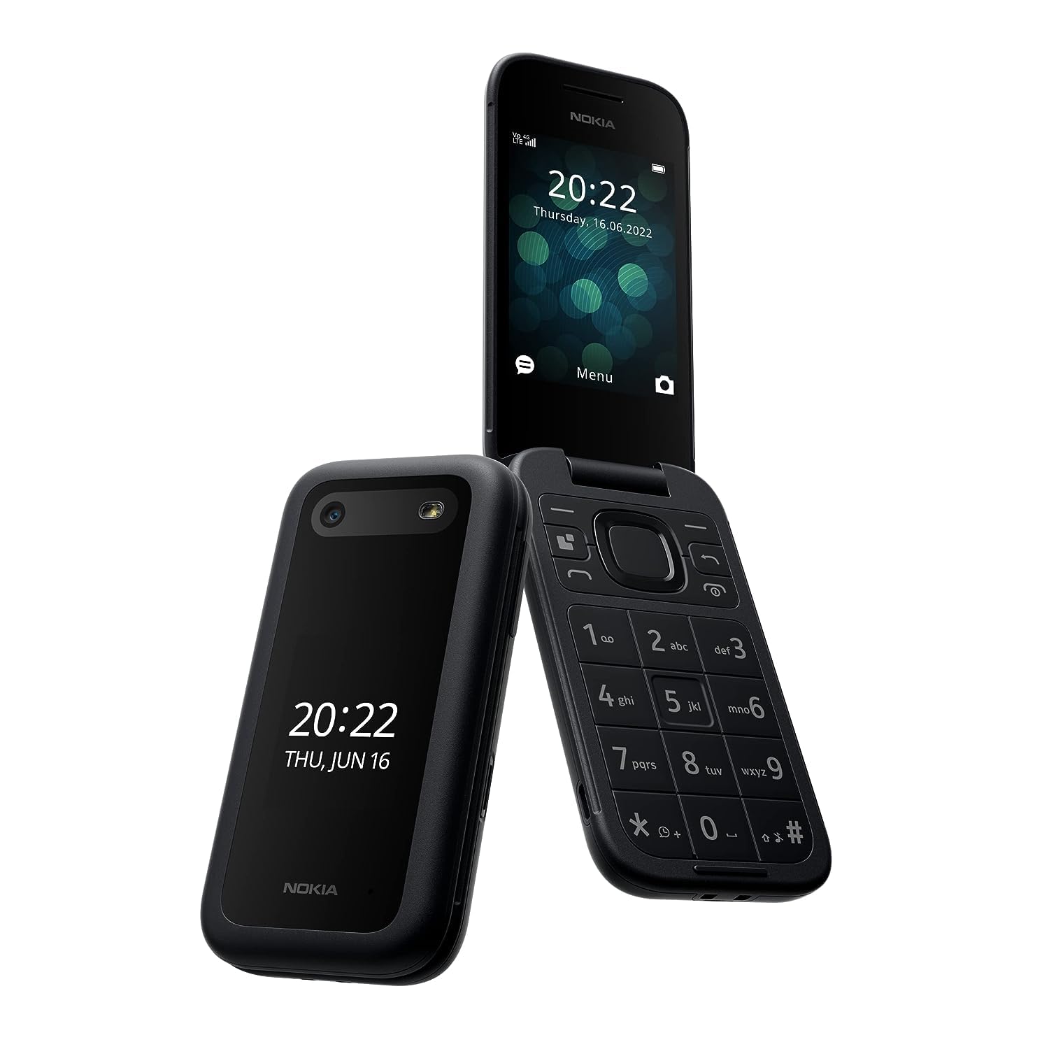 Nokia 2660 Flip Phone with 2.8" display, 4G Connectivity, Hearing Aid Compatibility (HAC), Camera, MP3 player, FM radio, Games, Dual SIM, Black