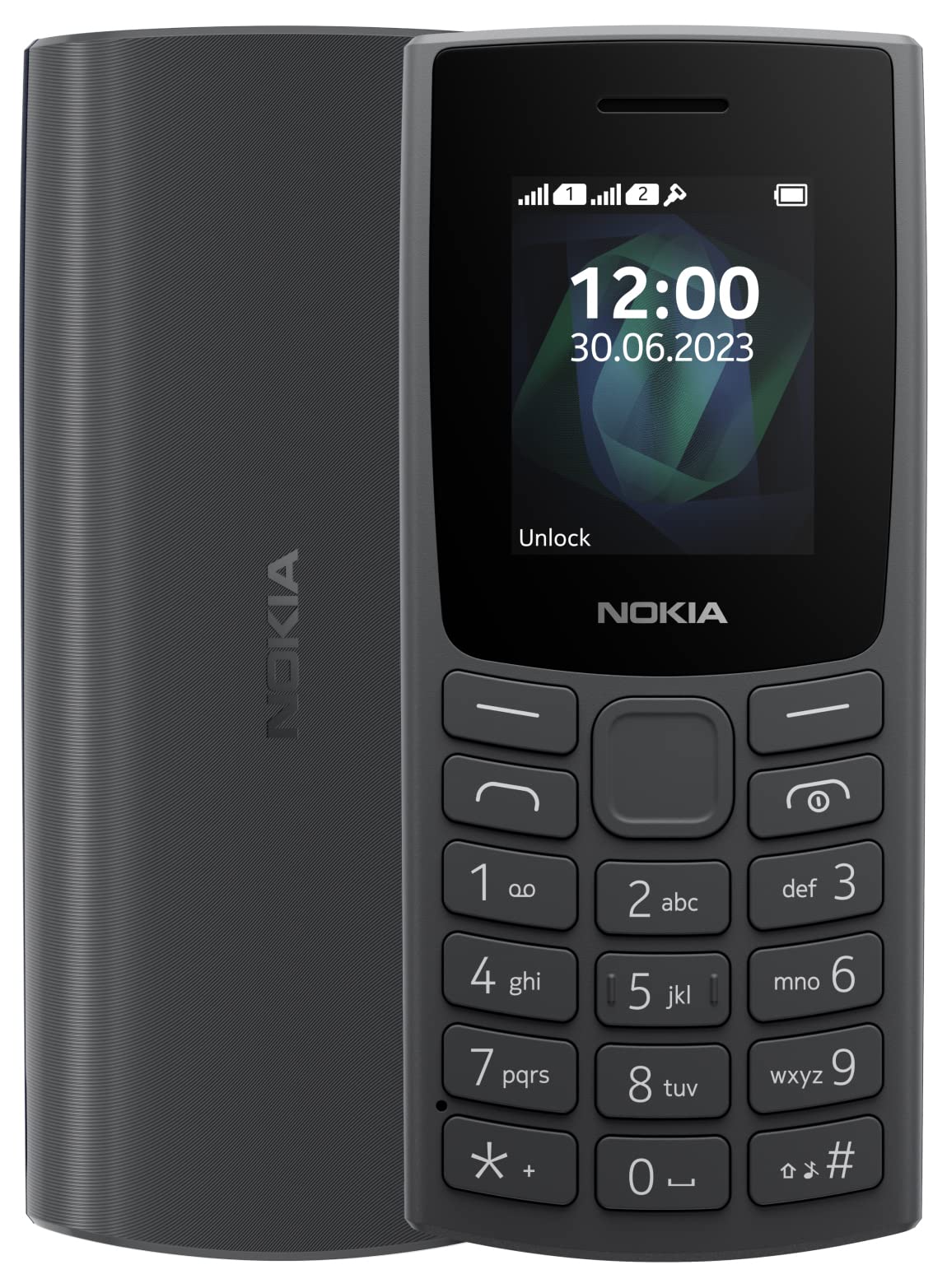 Nokia 105 2G Feature Phone with long-lasting battery, 12 hours of talk-time, wireless FM radio, large display, and tactile keyboard, Dual Sim - Charcoal