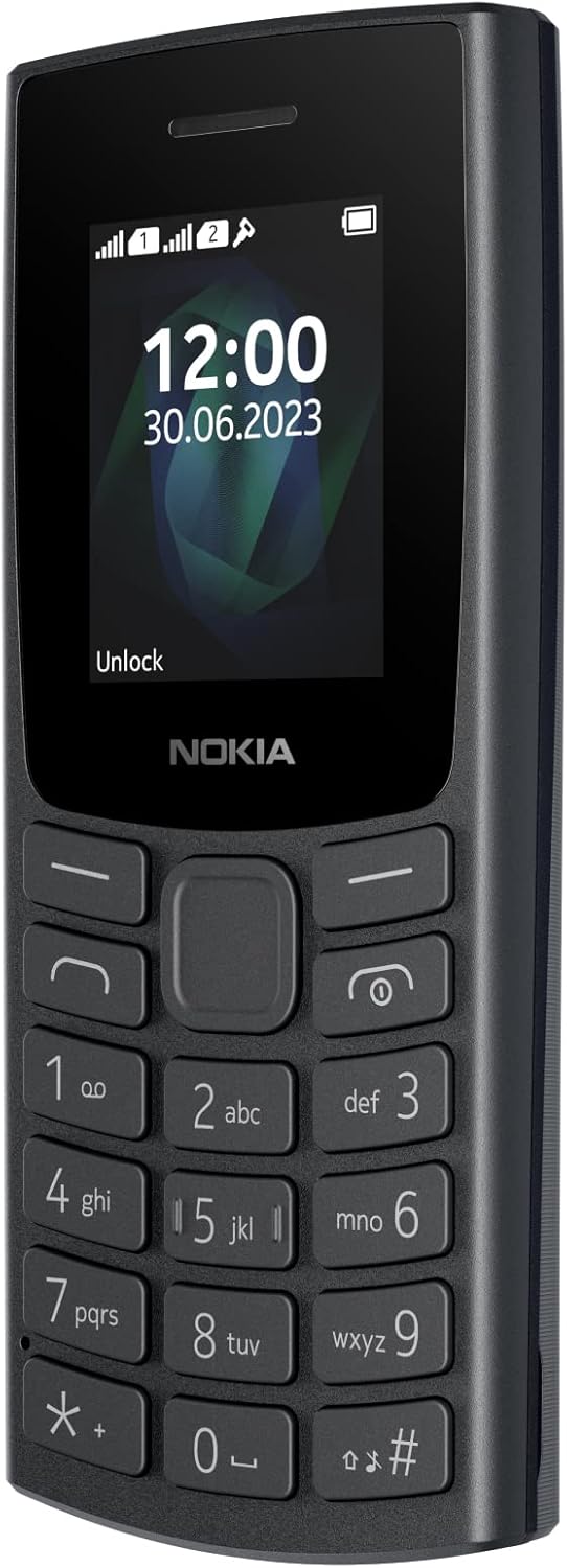 Nokia 105 2G Feature Phone with long-lasting battery, 12 hours of talk-time, wireless FM radio, large display, and tactile keyboard, Dual Sim - Charcoal