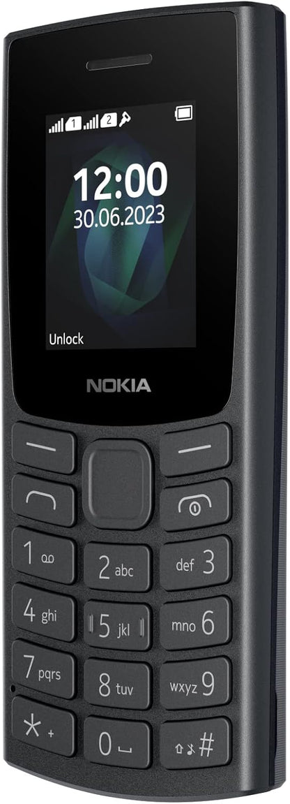 Nokia 105 2G Feature Phone with long-lasting battery, 12 hours of talk-time, wireless FM radio, large display, and tactile keyboard, Dual Sim - Charcoal