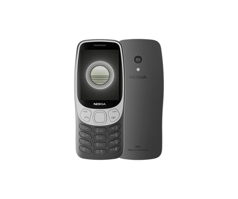 Nokia 3210 feature phone with 4G, 2.4" display, Retro design, 2MP camera, Dual SIM, Cloud Apps, 1450mAh battery, USB Type-C charging, Micro SD slot up to 32GB, Bluetooth 5.0 - Grunge