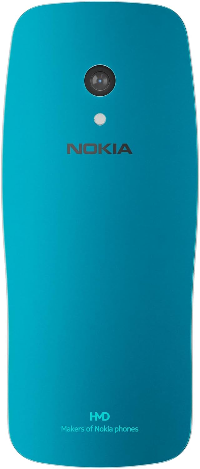 Nokia 3210 feature phone with 4G, 2.4" display, Retro design, 2MP camera, Dual SIM, Cloud Apps, 1450mAh battery, USB Type-C charging, Micro SD slot up to 32GB, Bluetooth 5.0 - Scuba