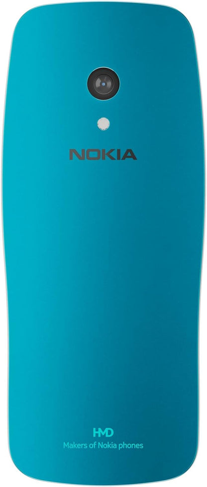 Nokia 3210 feature phone with 4G, 2.4" display, Retro design, 2MP camera, Dual SIM, Cloud Apps, 1450mAh battery, USB Type-C charging, Micro SD slot up to 32GB, Bluetooth 5.0 - Scuba