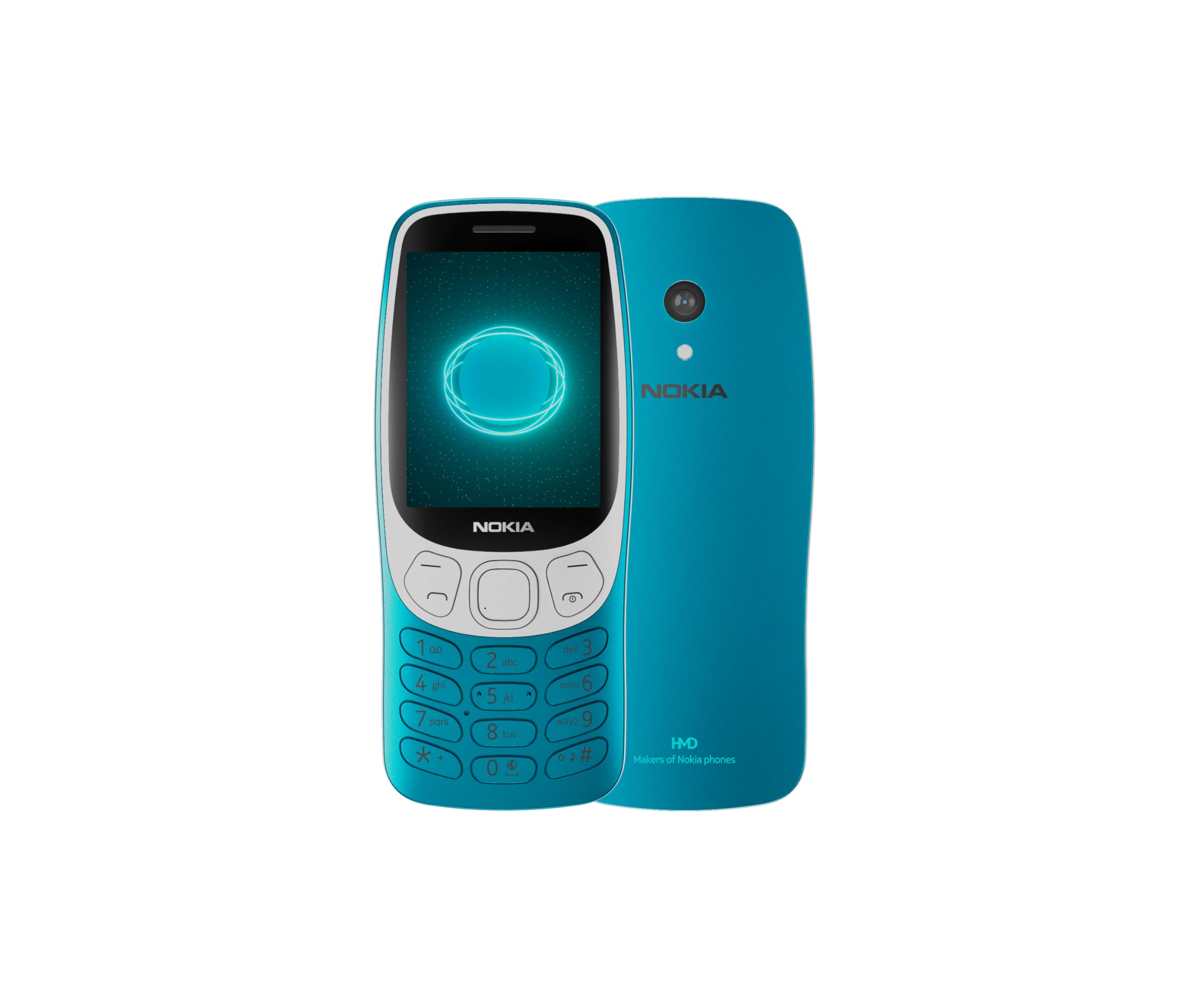 Nokia 3210 feature phone with 4G, 2.4" display, Retro design, 2MP camera, Dual SIM, Cloud Apps, 1450mAh battery, USB Type-C charging, Micro SD slot up to 32GB, Bluetooth 5.0 - Scuba