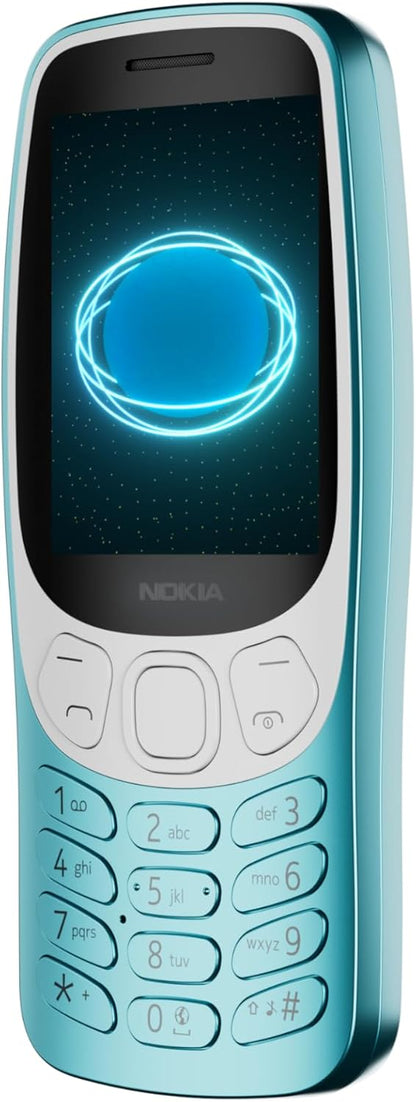Nokia 3210 feature phone with 4G, 2.4" display, Retro design, 2MP camera, Dual SIM, Cloud Apps, 1450mAh battery, USB Type-C charging, Micro SD slot up to 32GB, Bluetooth 5.0 - Scuba