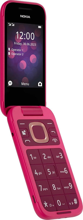 Nokia 2660 Flip Feature Phone with 2.8" display, 4G Connectivity, built-in camera, MP3 player, Classic games, a battery that lasts for days, Perfect for digital detox, Dual SIM - Pop Pink