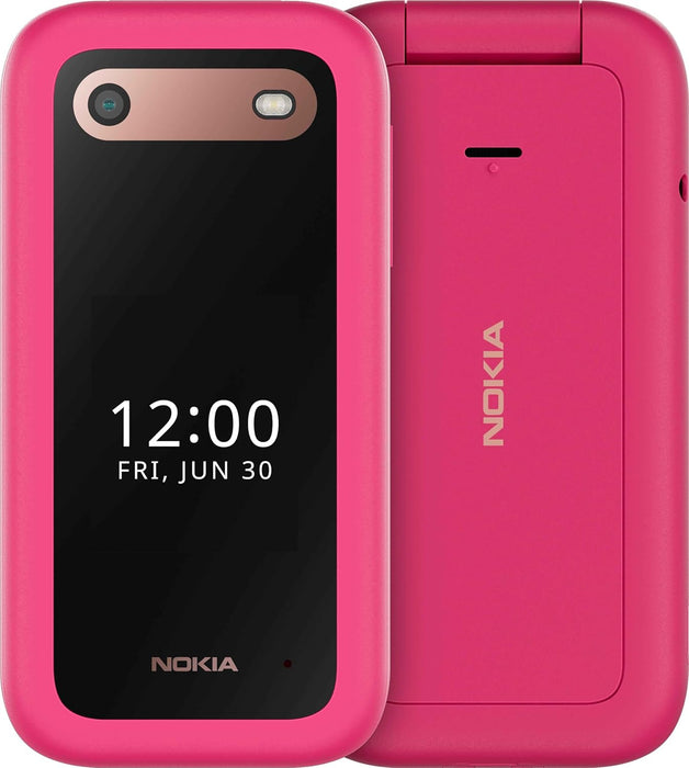 Nokia 2660 Flip Feature Phone with 2.8" display, 4G Connectivity, built-in camera, MP3 player, Classic games, a battery that lasts for days, Perfect for digital detox, Dual SIM - Pop Pink
