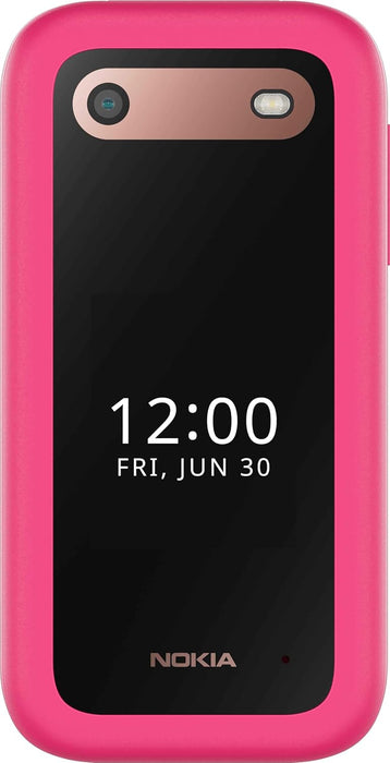 Nokia 2660 Flip Feature Phone with 2.8" display, 4G Connectivity, built-in camera, MP3 player, Classic games, a battery that lasts for days, Perfect for digital detox, Dual SIM - Pop Pink