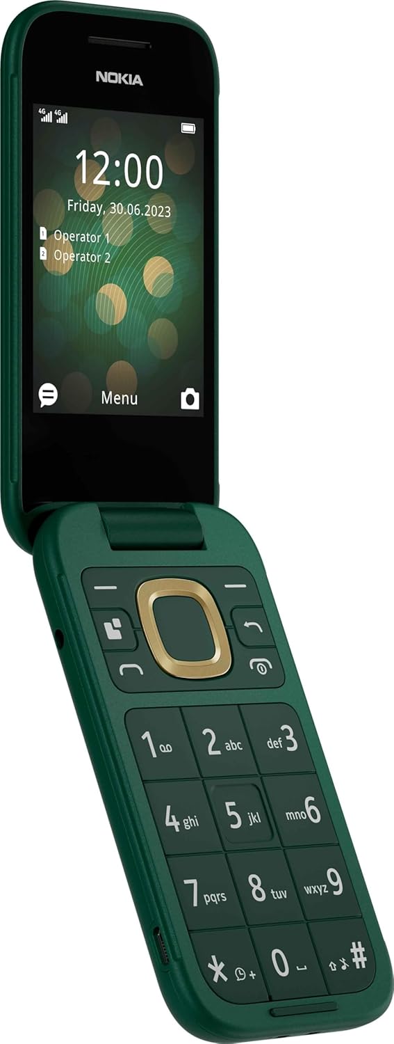 Nokia 2660 Flip Feature Phone with 2.8" display, 4G Connectivity, built-in camera, MP3 player, Classic games, a battery that lasts for days, Perfect for digital detox, Dual SIM - Lush Green