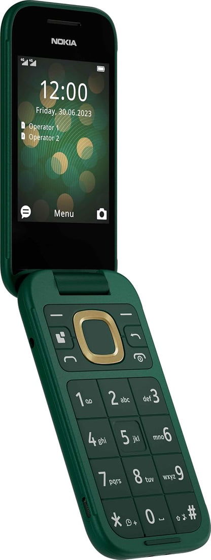 Nokia 2660 Flip Feature Phone with 2.8" display, 4G Connectivity, built-in camera, MP3 player, Classic games, a battery that lasts for days, Perfect for digital detox, Dual SIM - Lush Green