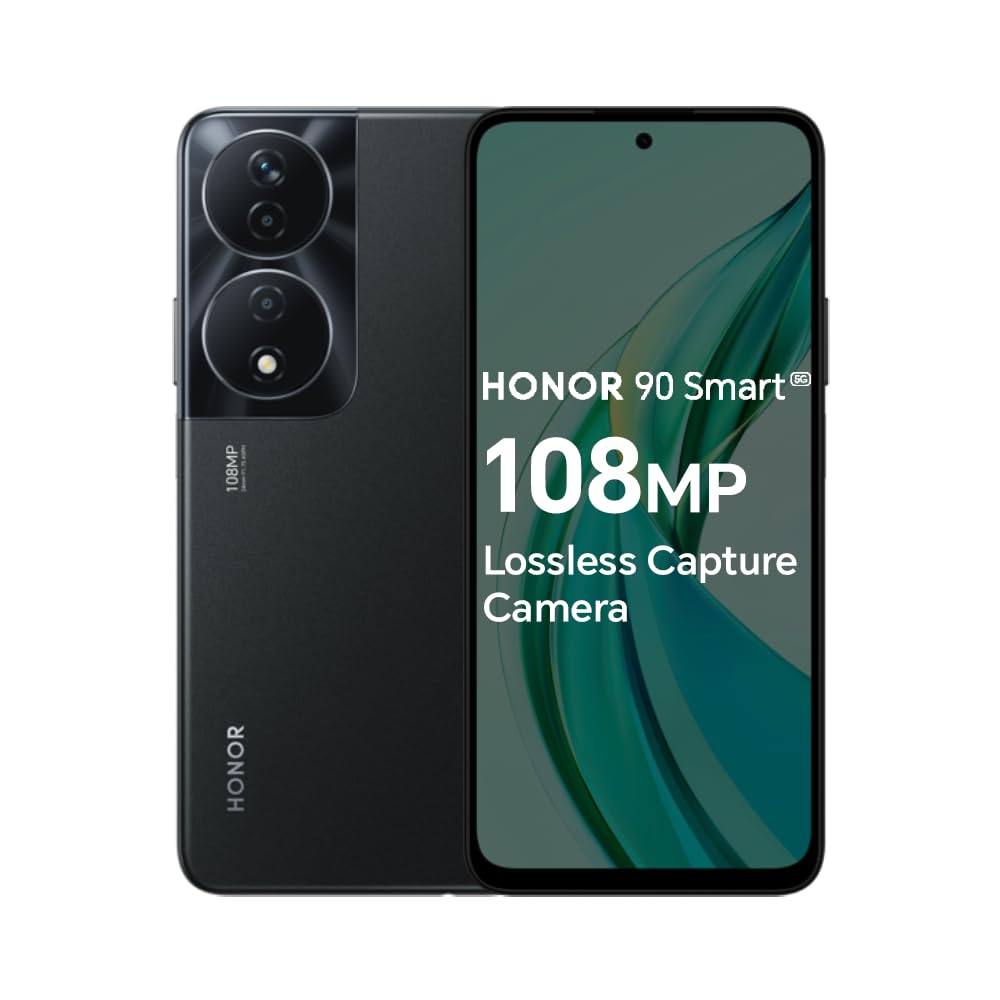 HONOR 90 Smart, Unlocked Android 5G smartphone, 108MP Triple Camera, 6.8" high-transparency Large Screen, Android 13, Dual SIM, Midnight Black 90 Smart Black