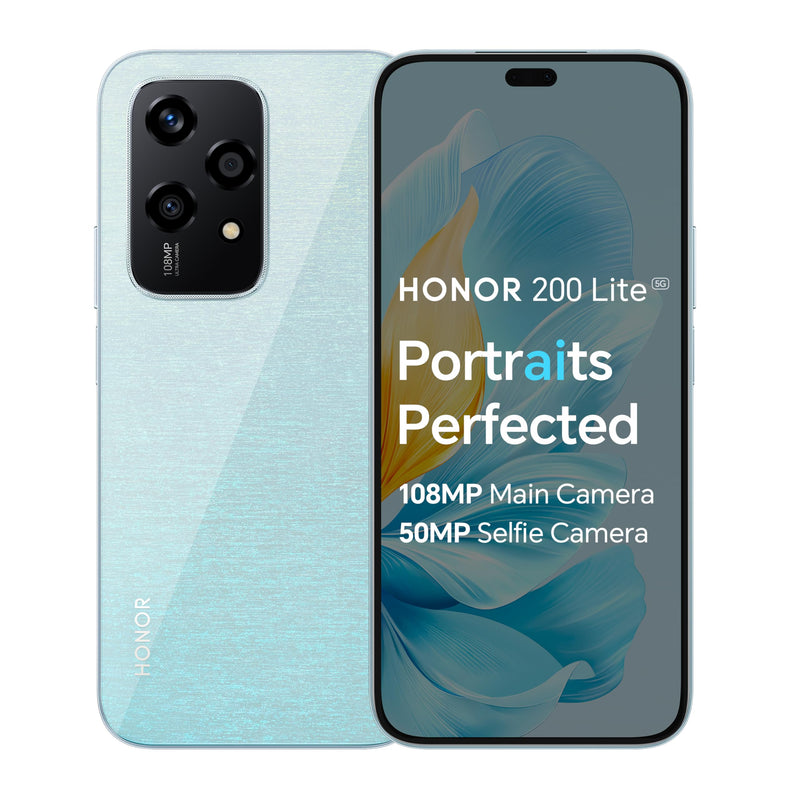 HONOR 200 Lite, Unlocked 5G Smartphone, 8GB+256GB, 6,7” Anti-Drop AMOLED Display, 108MP Triple Rear Camera, 50MP Front Camera, Dual SIM, 2 Year Manufacturer Warranty, Android 14