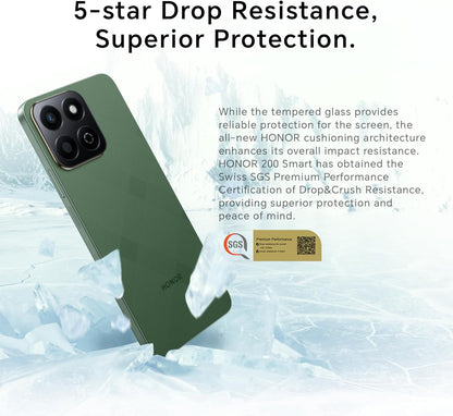 HONOR 200 Smart,5G Unlocked Mobile Phones, 5200mAh Super Durable Battery,4GB+256GB,5-star Drop Resistance,Splash-proof Durability,50MP AI Motion Sensing Capture,Dual SIM, Android 14,Green