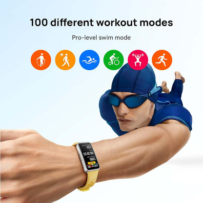 HUAWEI Band 9，Bluetooth, iOS & Android，Up to 14 Days Battery Life, Comfortable Wear, TruSleep 4.0, Scientific Sleep Tracking, 100 Training Modes，Smartband，Dawn White Fluoroelastomer Strap