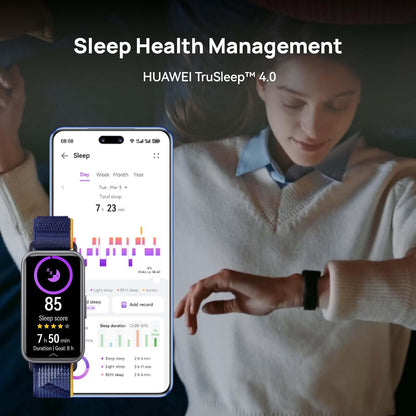 HUAWEI Band 9，Bluetooth, iOS & Android，Up to 14 Days Battery Life, Comfortable Wear, TruSleep 4.0, Scientific Sleep Tracking, 100 Training Modes，smartband，Starry Black Fluoroelastomer Strap