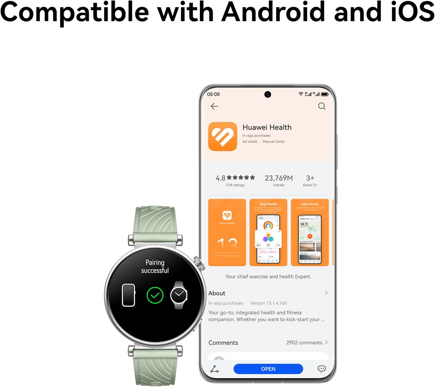 HUAWEI WATCH GT 4 Smart Watch - Up to 2 Weeks Battery Life Fitness Tracker - Compatible with Android & iOS - Health Monitoring with Pulse Wave Analysis - 41MM Green