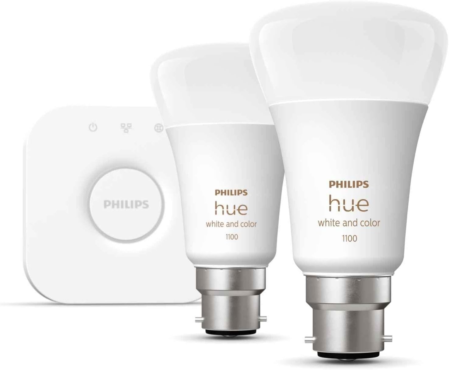 Philips Hue White & Colour Ambiance Starter Kit: Smart Bulb 2x Pack LED [B22] incl. Bridge - 1100 Lumen